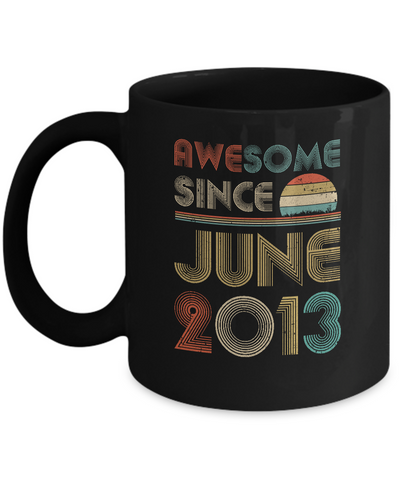 Awesome Since June 2013 Vintage 8th Birthday Gifts Youth Mug-Coffee Mug-11oz Mug-Black