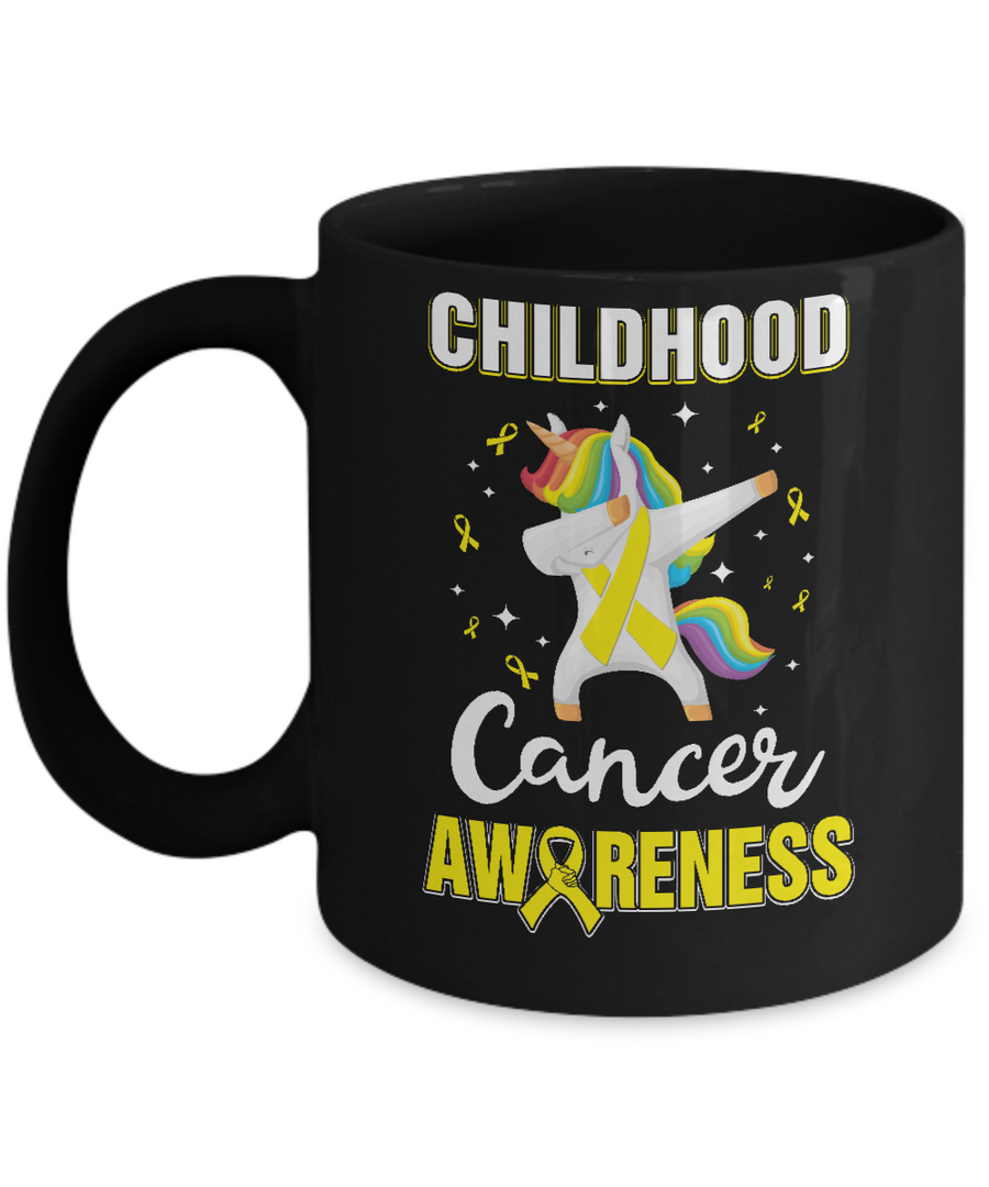 Childhood Cancer Awareness Cute Unicorn Warrior Mug-Coffee Mug-11oz Mug-Black