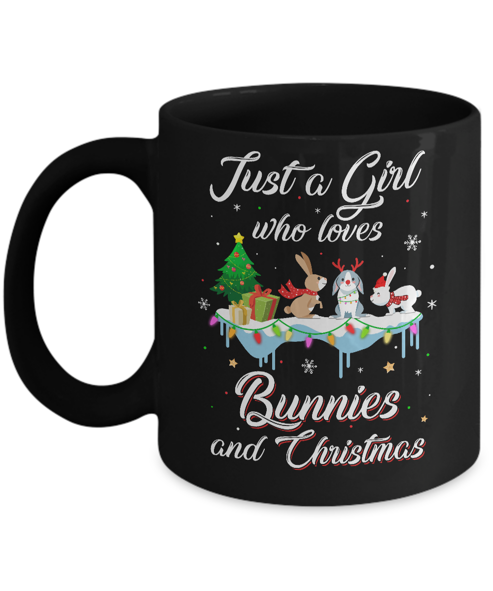 Just A Girl Who Loves Bunnies And Christmas Bunny Lover Mug-Coffee Mug-11oz Mug-Black
