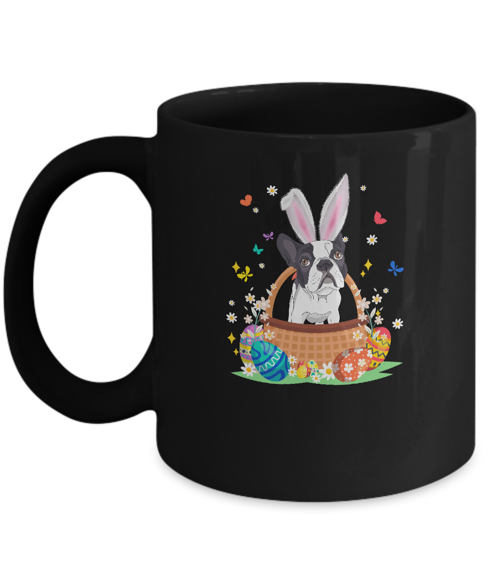 Bulldog Bunny Hat Rabbit Easter Eggs Mug-Coffee Mug-11oz Mug-Black