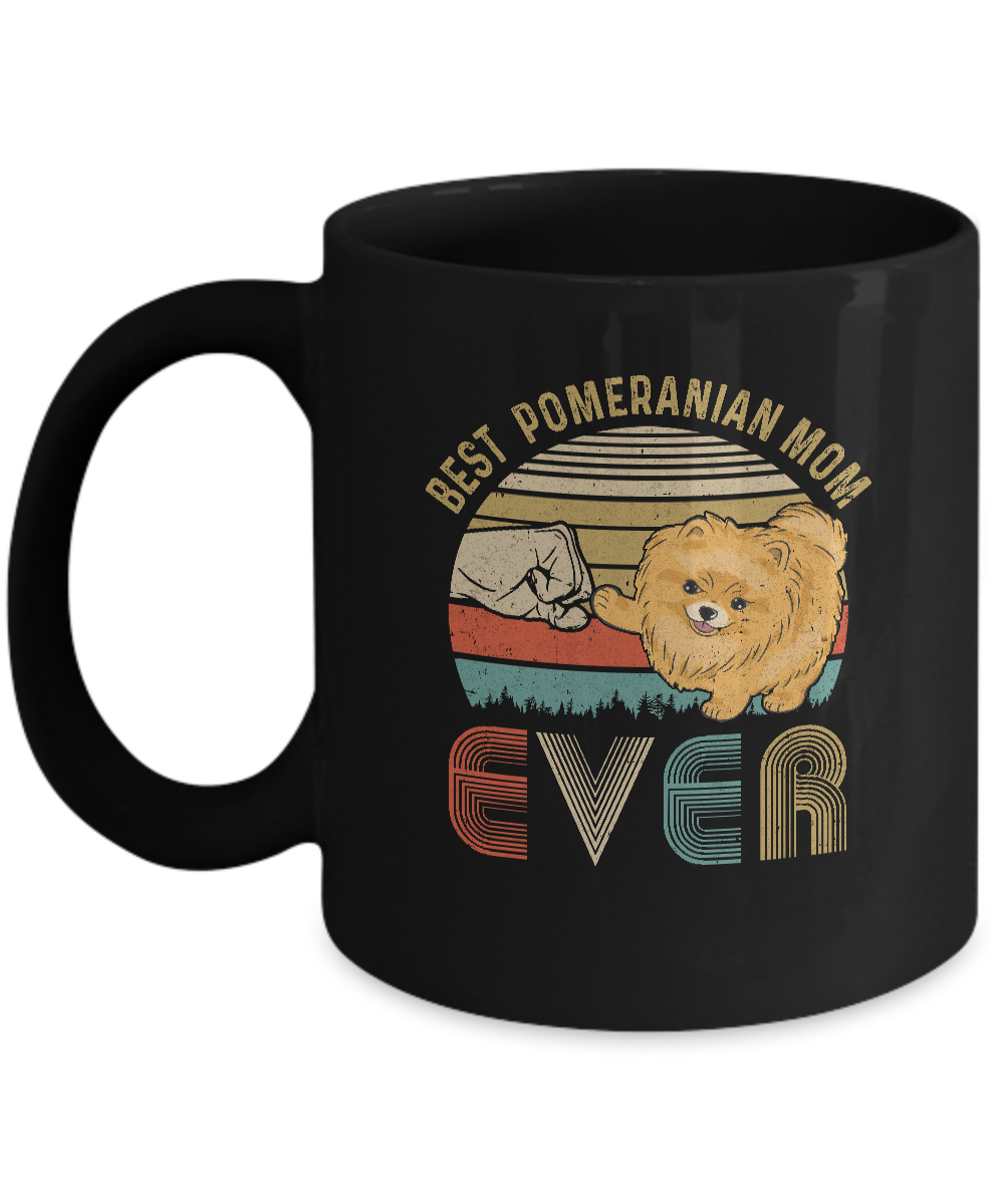 Vintage Best Pomeranian Mom Ever Bump Fit Funny Mom Gifts Mug-Coffee Mug-11oz Mug-Black