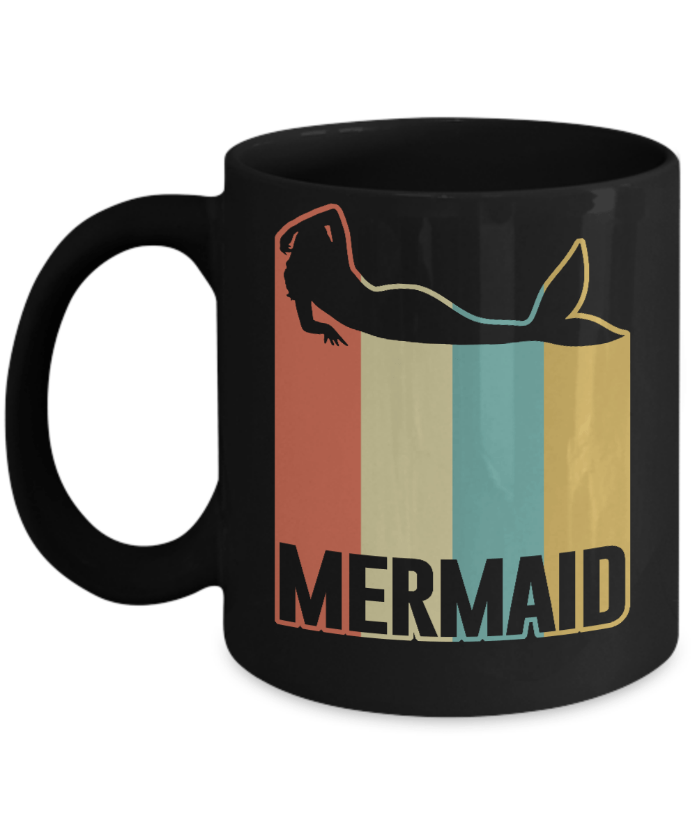 Classic Vintage Retro Style Mermaid Mug-Coffee Mug-11oz Mug-Black