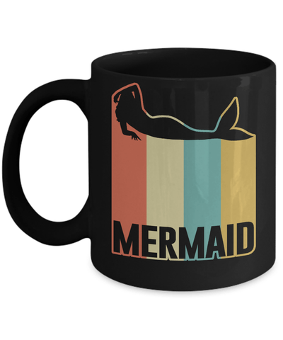 Classic Vintage Retro Style Mermaid Mug-Coffee Mug-11oz Mug-Black
