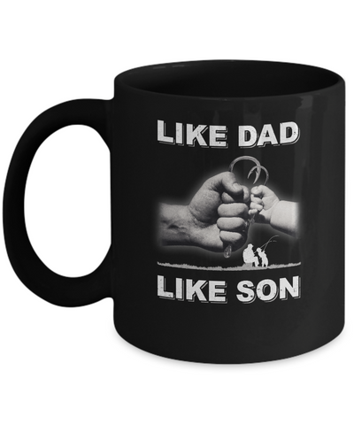 Like Dad Like Son Fishing Fish Fathers Day Mug-Coffee Mug-11oz Mug-Black
