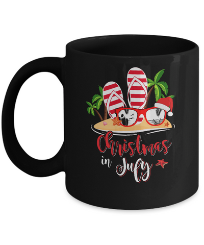Flip Flop Sunglasses Christmas In July Summer Vacation Beach Mug-Coffee Mug-11oz Mug-Black