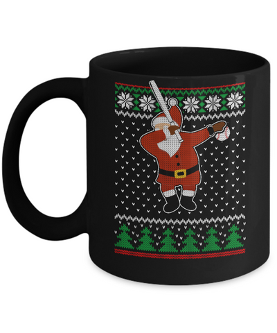 Dabbing Santa Baseball Ugly Sweater Christmas Mug-Coffee Mug-11oz Mug-Black