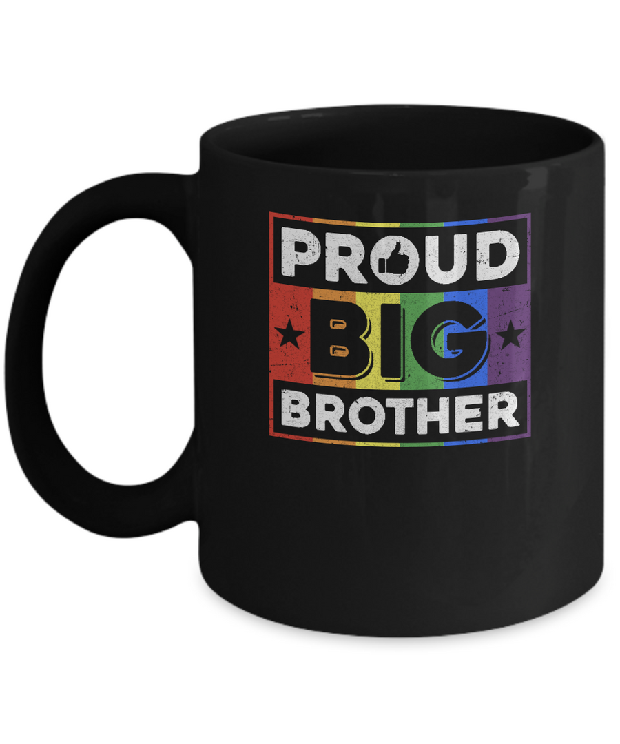 Proud Big Brother Gay Lesbian Pride Month LGBT Mug-Coffee Mug-11oz Mug-Black