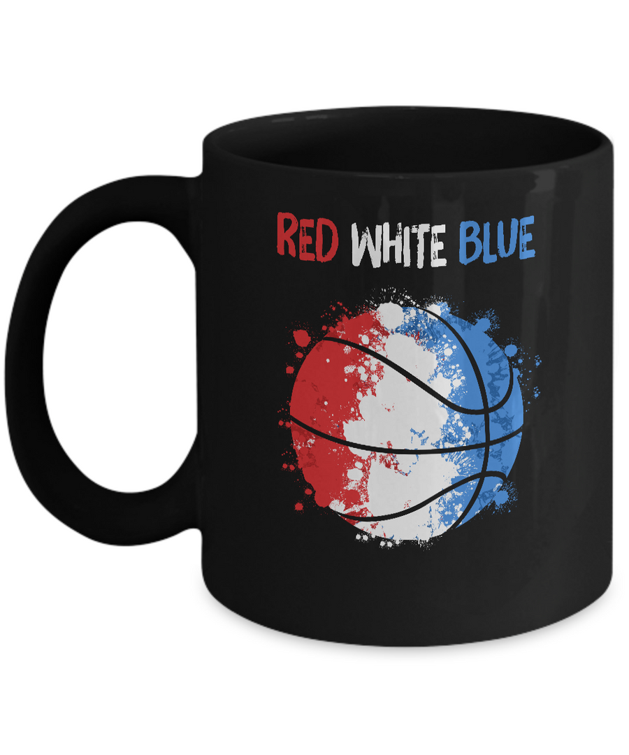 4Th Of July Red White Blue Basketball Lovers Patriotic Mug-Coffee Mug-11oz Mug-Black