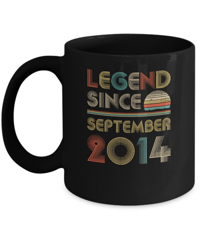 Legend Since September 2014 Vintage 7th Birthday Gifts Youth Mug-Coffee Mug-11oz Mug-Black