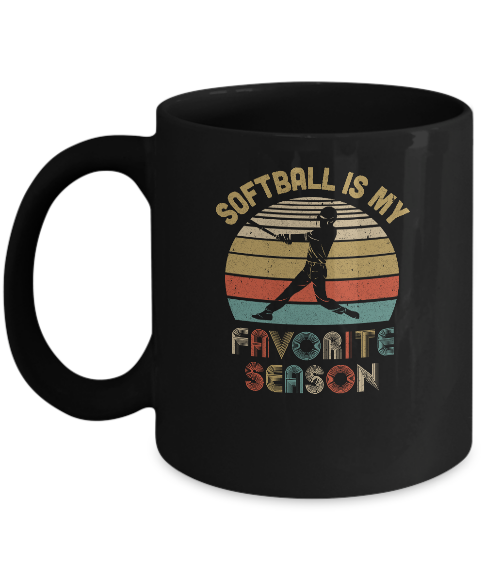 Softball Is My Favorite Season Vintage Mug