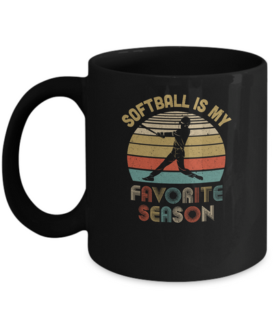 Softball Is My Favorite Season Vintage Mug-Coffee Mug-11oz Mug-Black