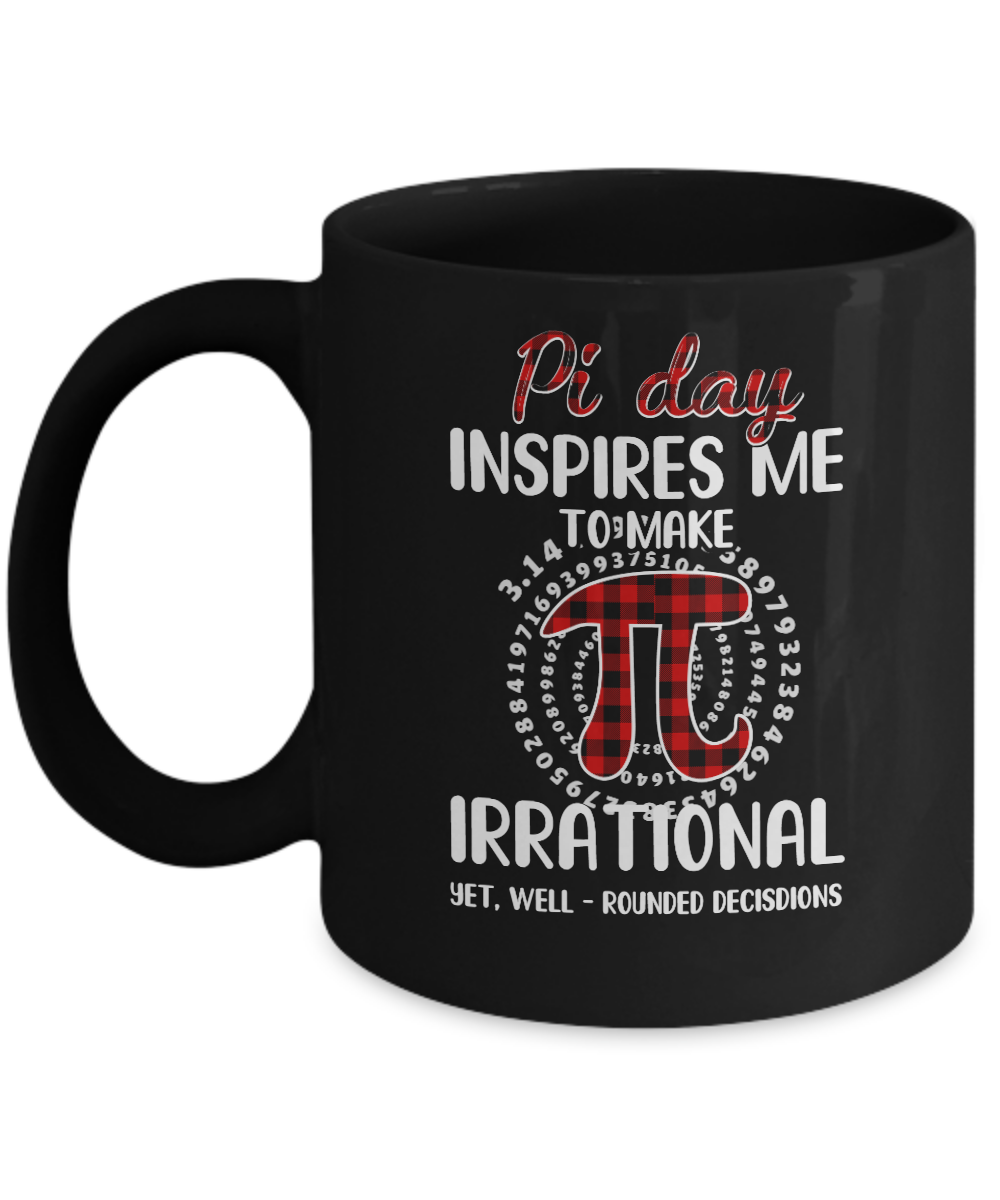 Pi Day Inspires Me To Make Irrational Red Plaid Mug-Coffee Mug-11oz Mug-Black