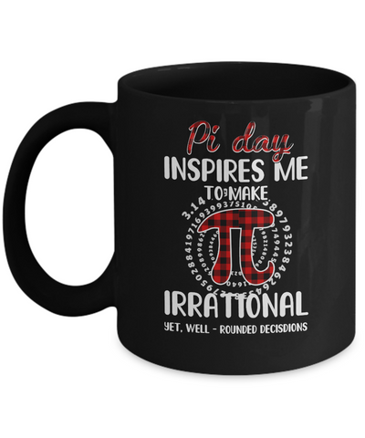 Pi Day Inspires Me To Make Irrational Red Plaid Mug-Coffee Mug-11oz Mug-Black