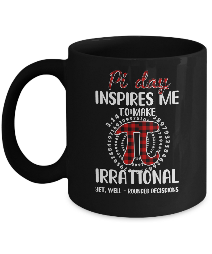Pi Day Inspires Me To Make Irrational Red Plaid Mug-Coffee Mug-11oz Mug-Black