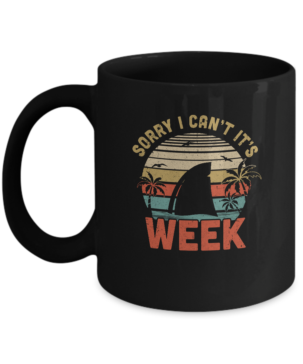 Vintage Sorry I Can't For Shark Lover Mug-Coffee Mug-11oz Mug-Black