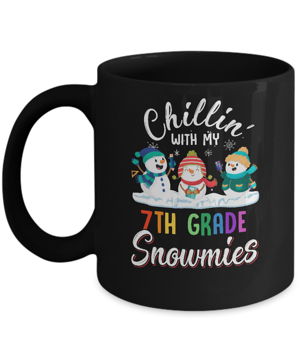 Chillin' With 7th Grade Snowmies Christmas Teacher Gifts Mug-Coffee Mug-11oz Mug-Black