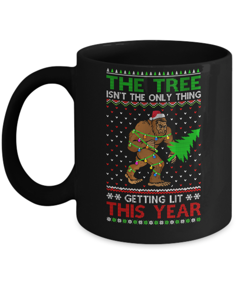 Christmas Bigfoot The Tree Isn't The Only Thing Sweater Mug-Coffee Mug-11oz Mug-Black
