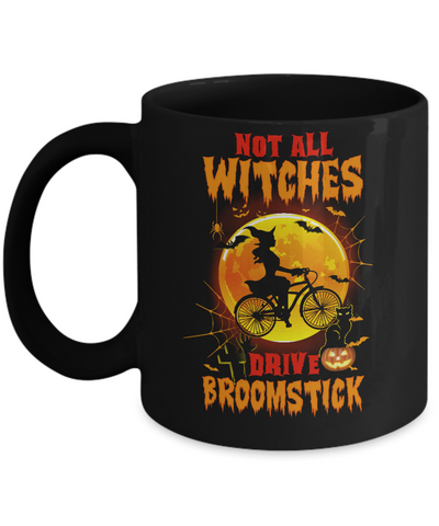 Not All Witches Drive Broom Funny Halloween Bicycle Mug-Coffee Mug-11oz Mug-Black