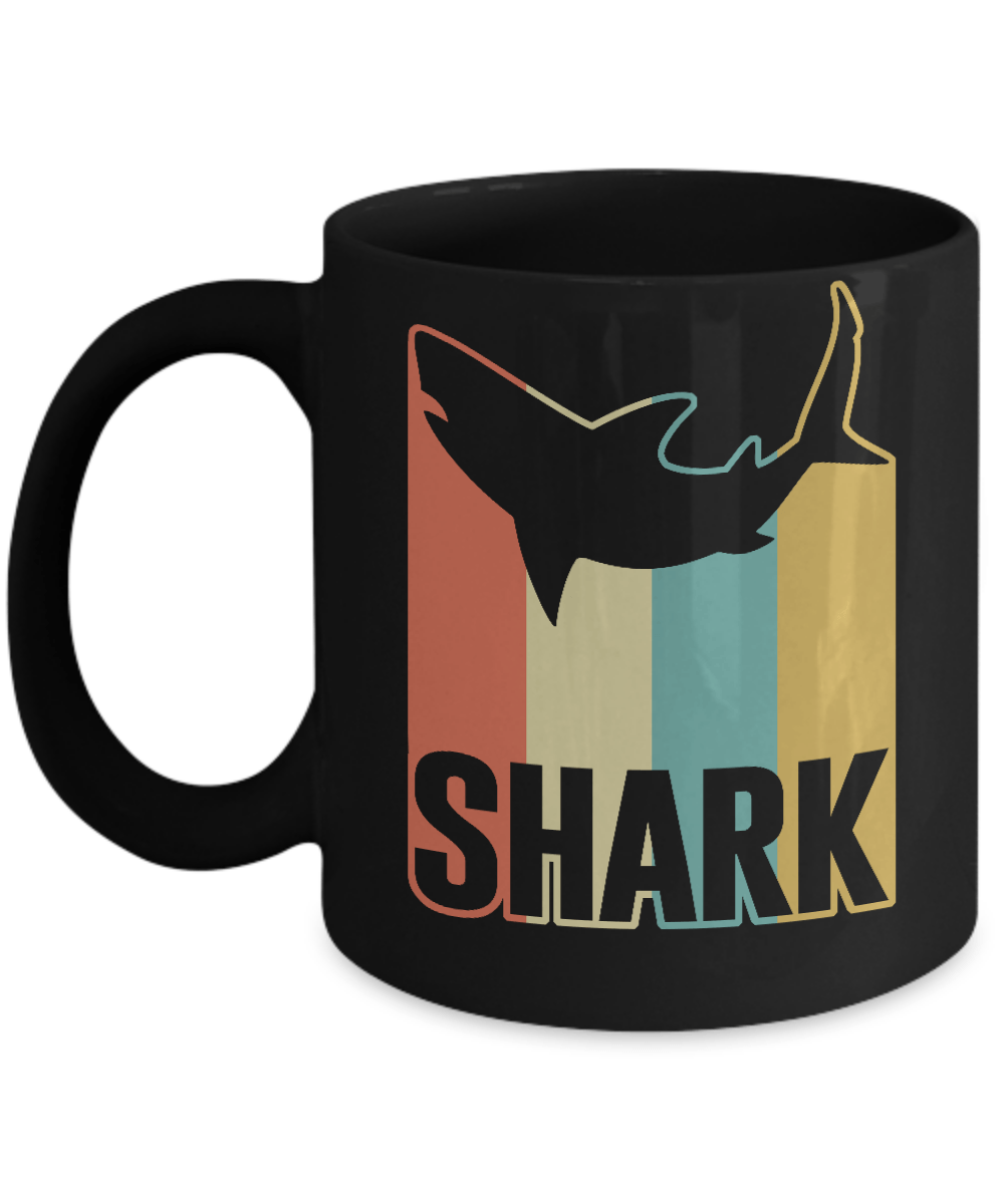 Classic Vintage Retro Style Shark Mug-Coffee Mug-11oz Mug-Black
