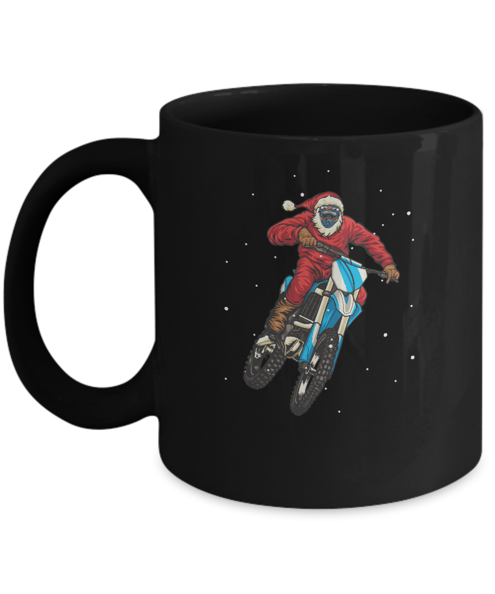 Motocross Christmas Santa Biker Mug-Coffee Mug-11oz Mug-Black