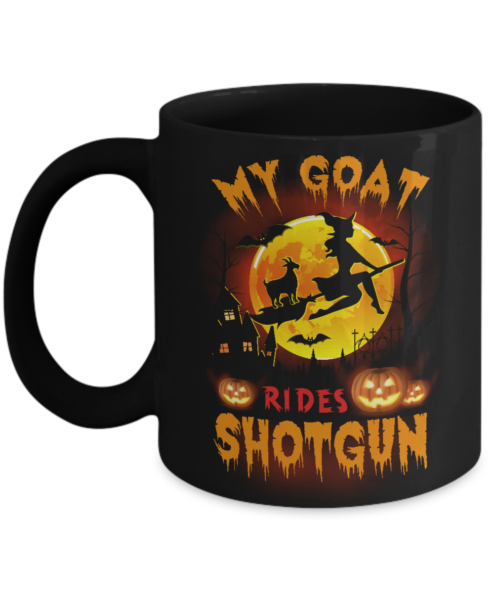 My Goat Rides Shotgun Halloween Goat Mug-Coffee Mug-11oz Mug-Black