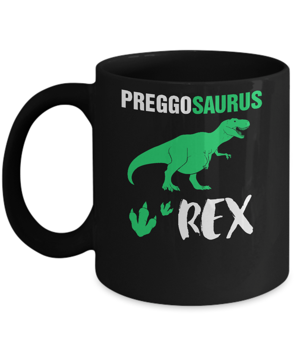 Preggosaurus Rex Pregnancy Mom Dinosaur Gift Mug-Coffee Mug-11oz Mug-Black
