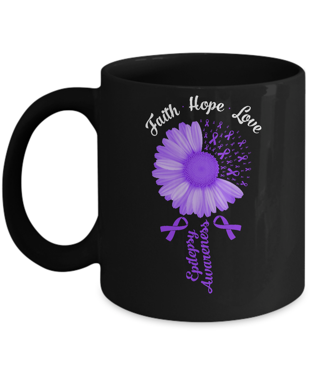 Faith Hope Love Purple Ribbon Epilepsy Awareness Mug-Coffee Mug-11oz Mug-Black