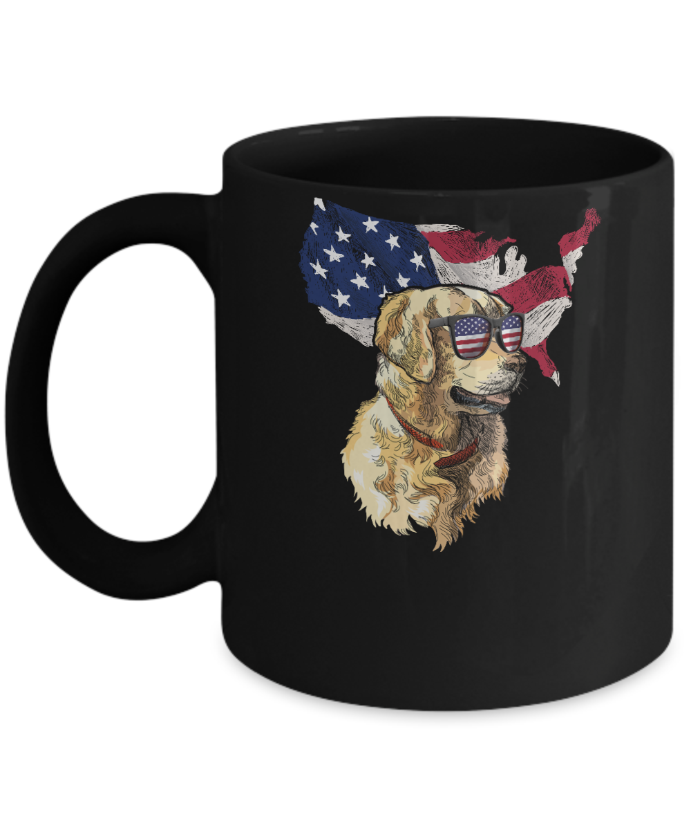 Funny Patriot Golden Retriever Dog 4Th Of July American Flag Mug