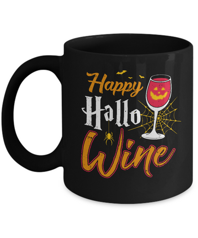 Happy Hallo Wine Funny Halloween Mug-Coffee Mug-11oz Mug-Black