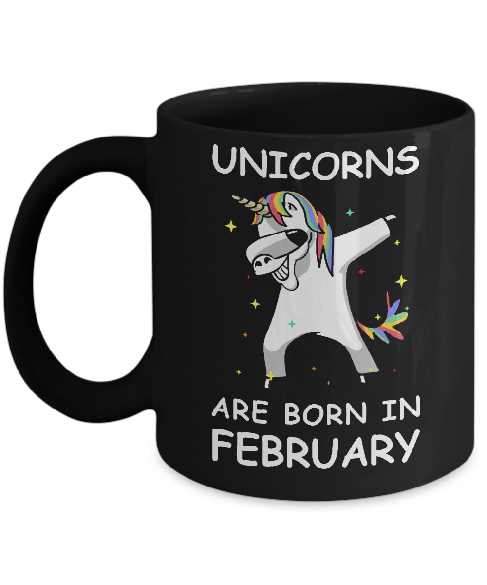 Unicorns Are Born In February Cute Dabbing Mug-Coffee Mug-11oz Mug-Black