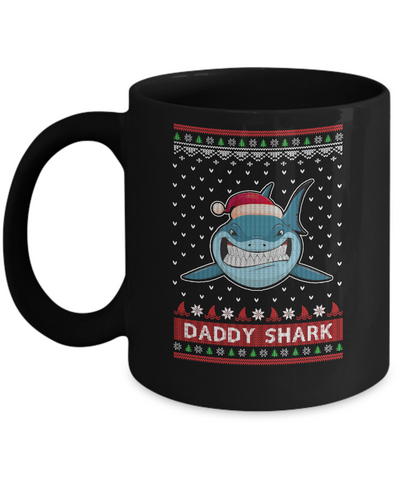 Santa Hat Daddy Shark Ugly Christmas Sweater Mug-Coffee Mug-11oz Mug-Black