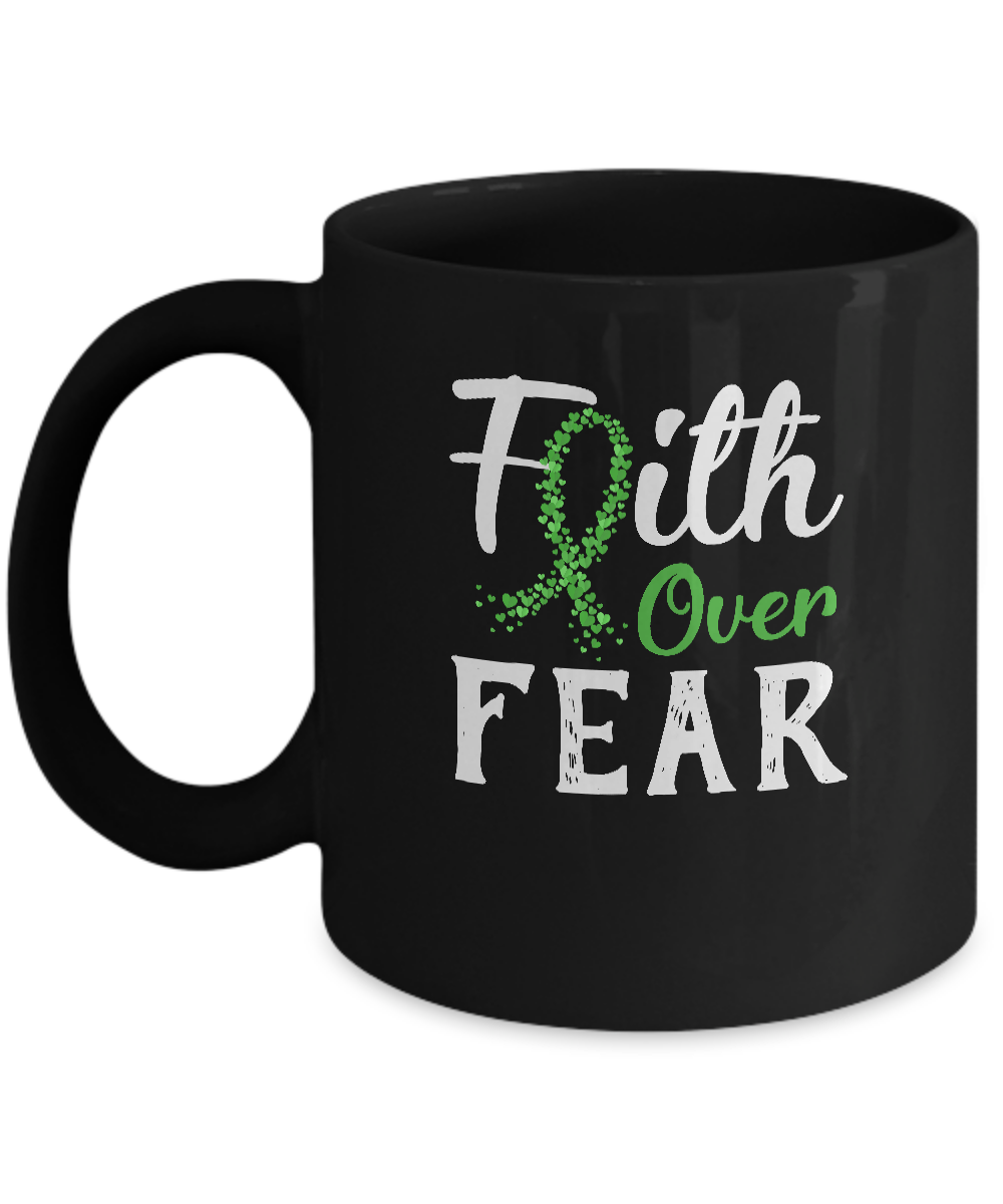 Kidney Disease Liver Cancer Awareness Green Faith Over Fear Mug-Coffee Mug-11oz Mug-Black