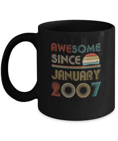 Awesome Since January 2007 Vintage 14th Birthday Gifts Mug-Coffee Mug-11oz Mug-Black