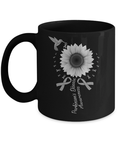 Hummingbird Sunflower Gray Parkinson's Disease Awareness Mug-Coffee Mug-11oz Mug-Black