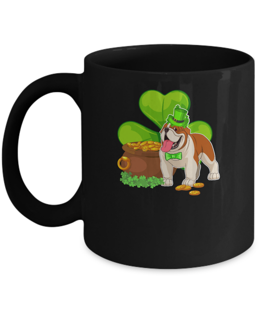 Bulldog St Patrick's Day Irish Dog Lover Funny Gifts Mug-Coffee Mug-11oz Mug-Black