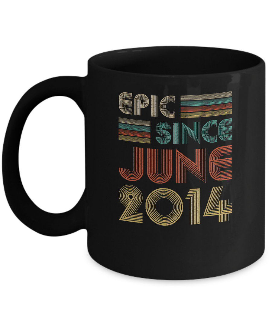 Epic Since June 2014 Vintage 7th Birthday Gifts Youth Mug-Coffee Mug-11oz Mug-Black