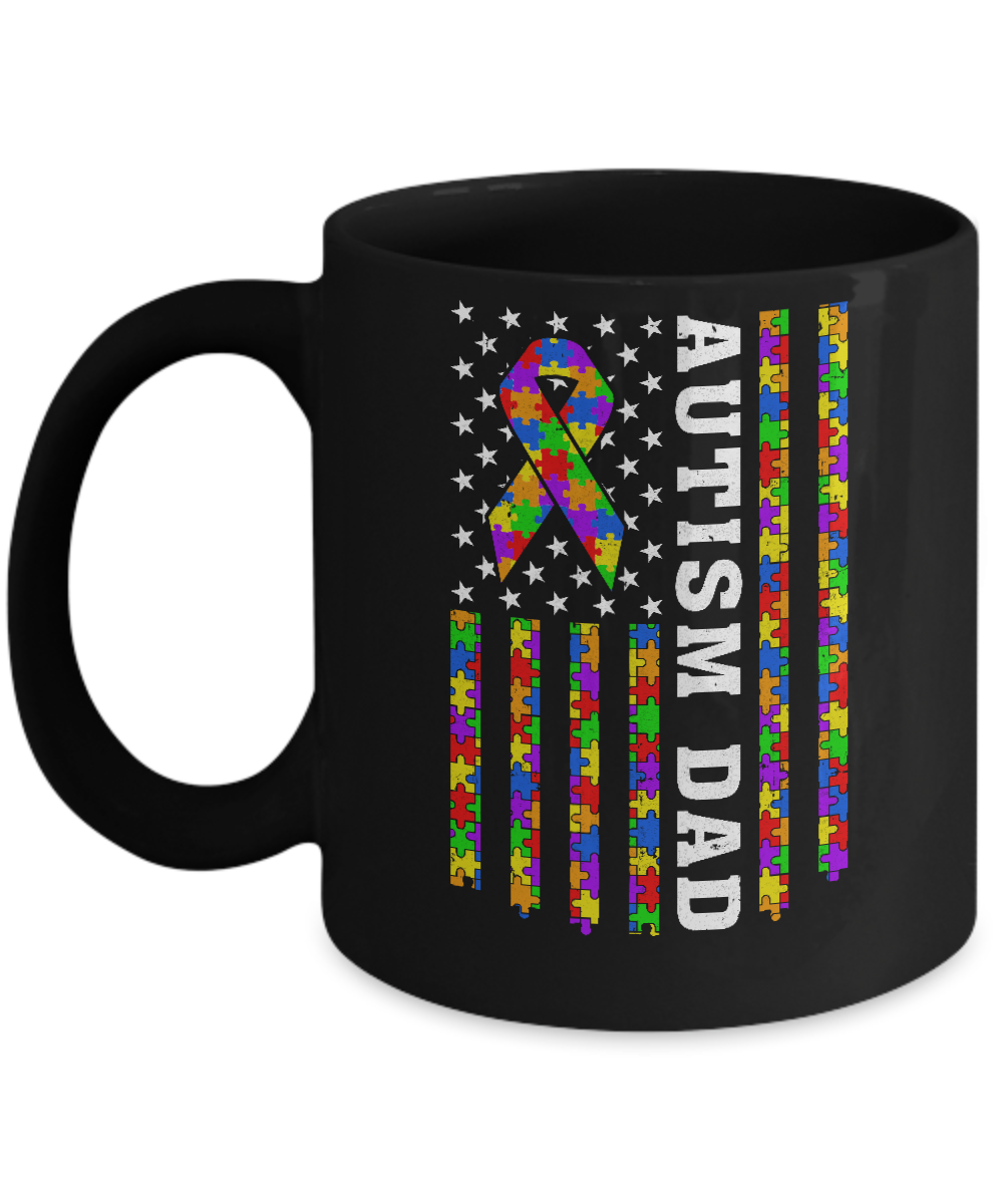 Proud Autism Dad Us Flag Autistic Daddy Fathers Day Mug