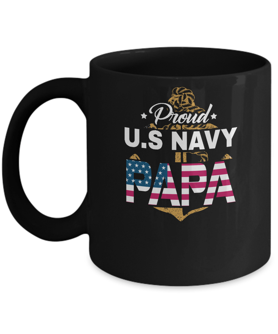 Proud US Navy Papa Mug-Coffee Mug-11oz Mug-Black
