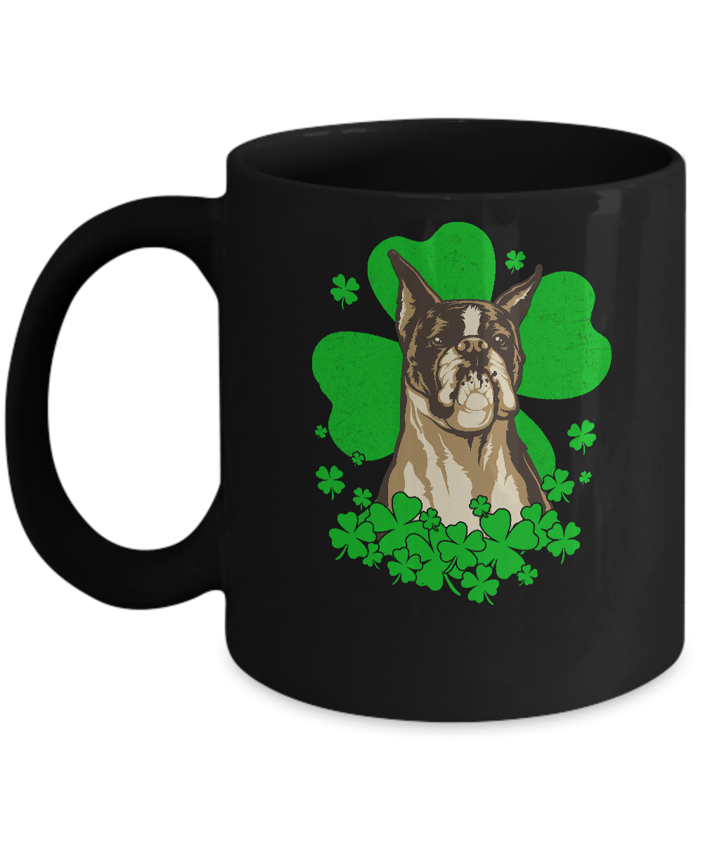 Boxer St. Patrick's Day Clovers Mug-Coffee Mug-11oz Mug-Black