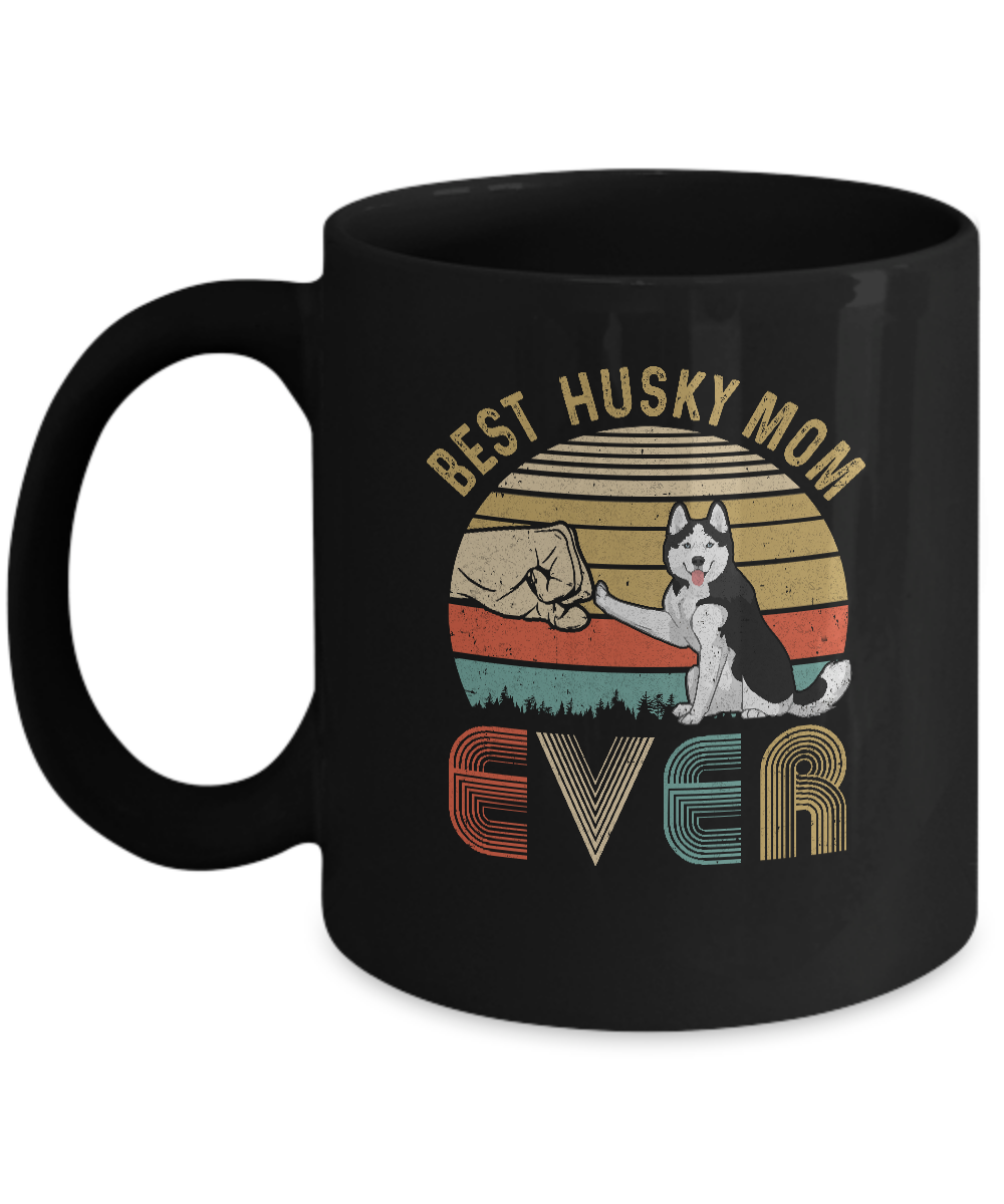 Vintage Best Husky Mom Ever Bump Fit Funny Mom Gifts Mug-Coffee Mug-11oz Mug-Black