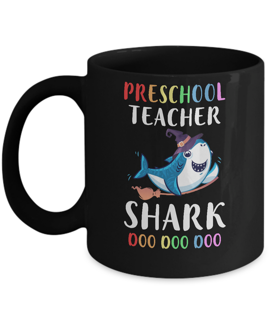 Preschool Teacher Shark Doo Doo Doo Halloween Mug-Coffee Mug-11oz Mug-Black