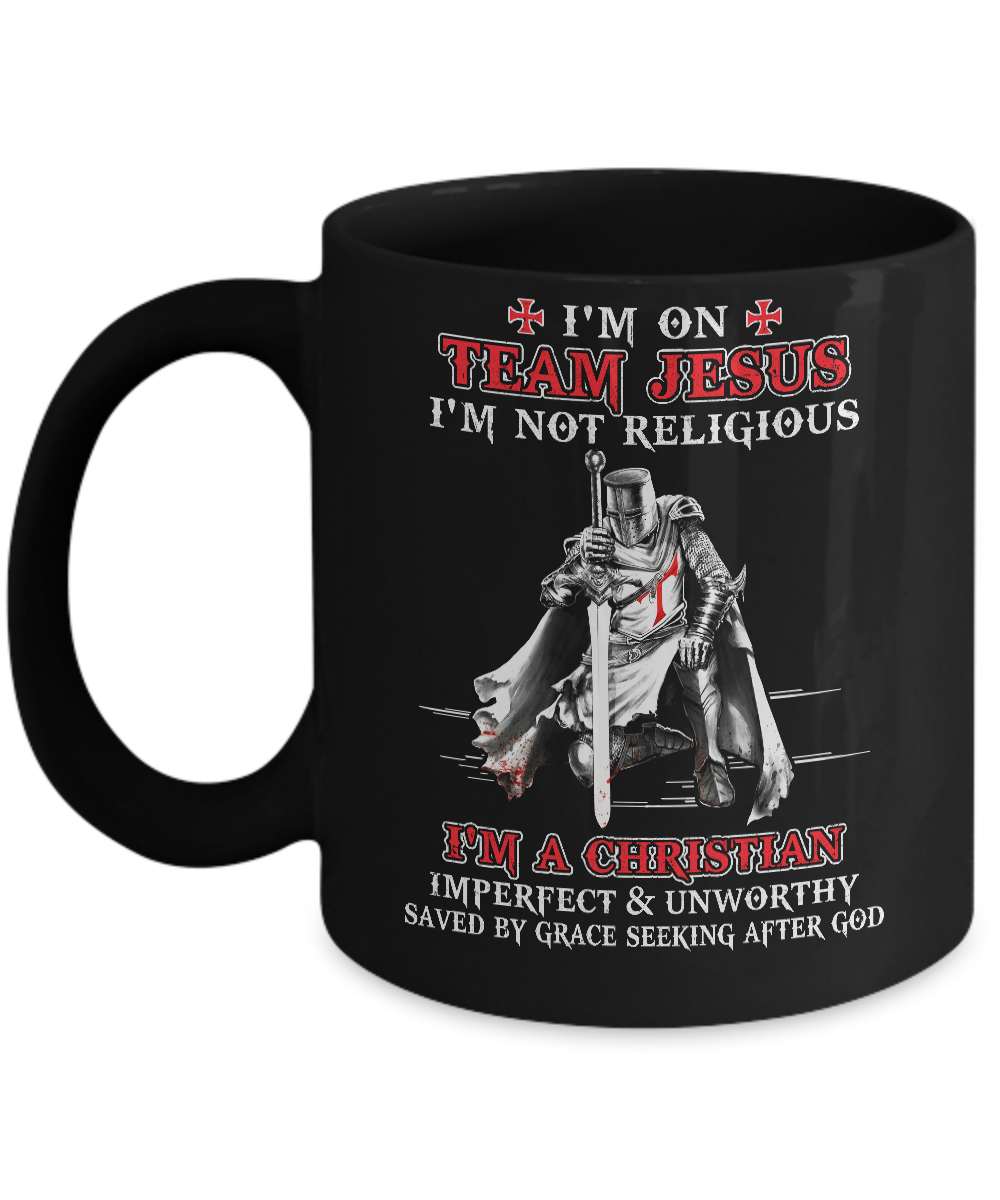 Knight Templar I'm On Team Jesus I'm Not Religious Mug-Coffee Mug-11oz Mug-Black