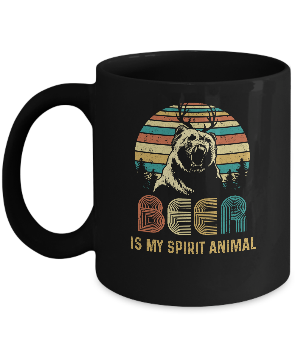 Beer Is My Spirit Animal Vintage Bear Lover Gifts Mug-Coffee Mug-11oz Mug-Black
