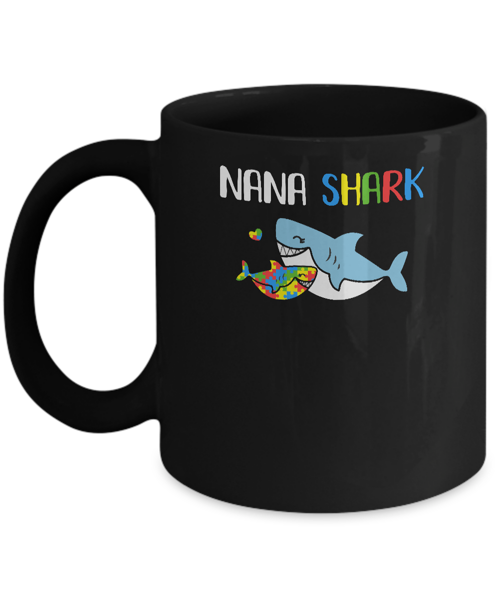 Nana Shark Support Autism Awareness For Grandchild Mug