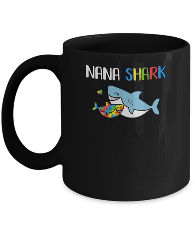 Nana Shark Support Autism Awareness For Grandchild Mug-Coffee Mug-11oz Mug-Black