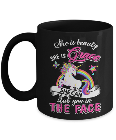 She Is Beauty She Is Grace She Can Stab In The Face Mug-Coffee Mug-11oz Mug-Black