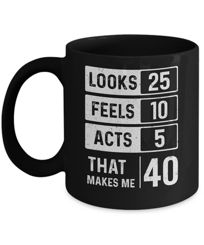 1981 40th Years Old Birthday Looks Feels Acts Make Me 40th Mug-Coffee Mug-11oz Mug-Black