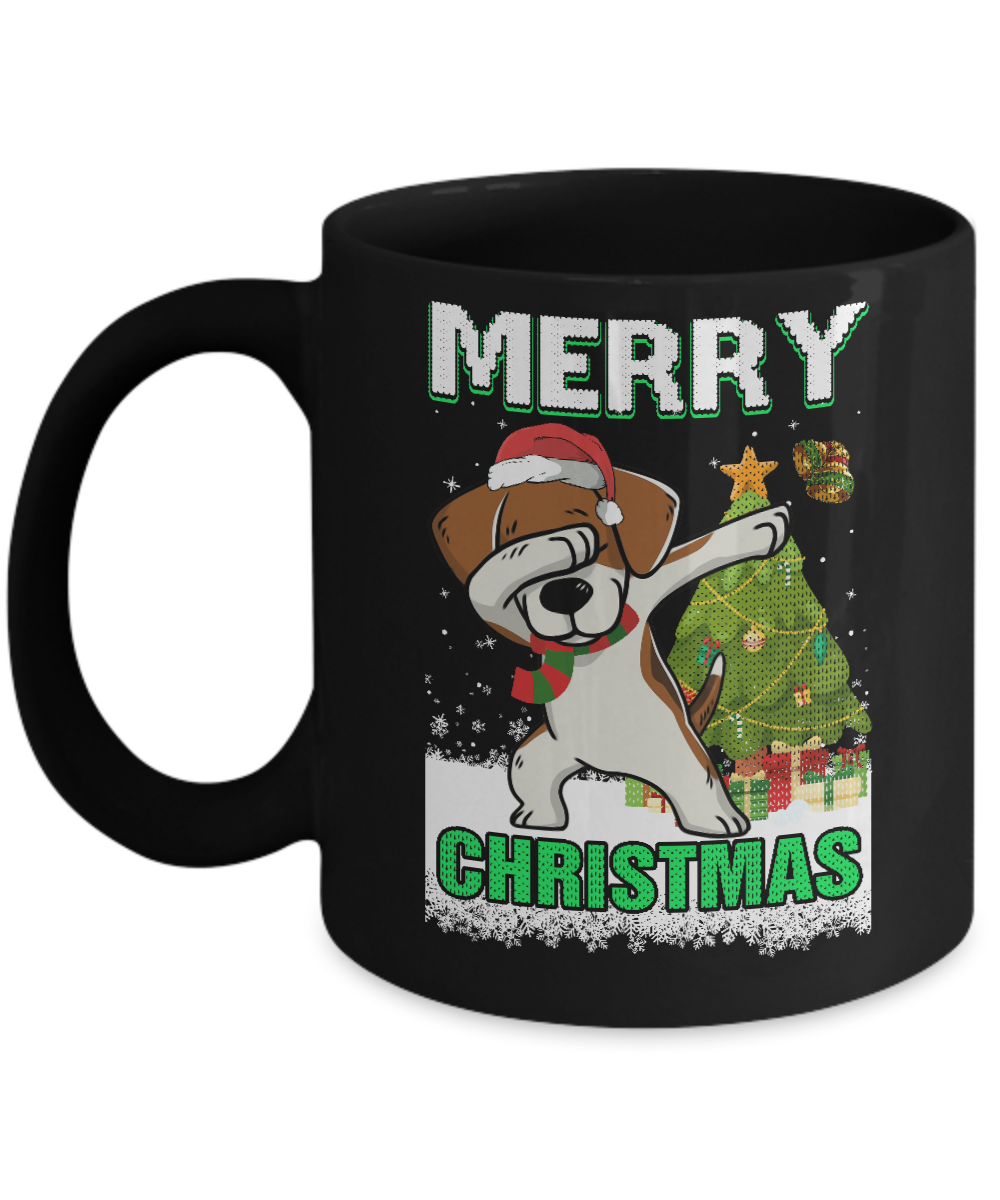 Cute Beagle Claus Merry Christmas Ugly Sweater Mug-Coffee Mug-11oz Mug-Black