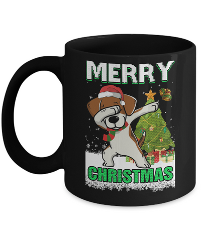 Cute Beagle Claus Merry Christmas Ugly Sweater Mug-Coffee Mug-11oz Mug-Black