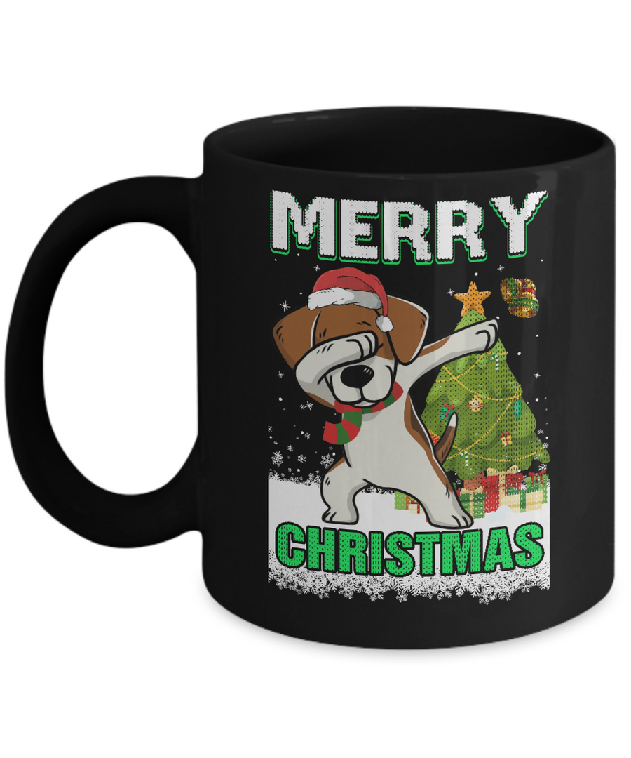 Cute Beagle Claus Merry Christmas Ugly Sweater Mug-Coffee Mug-11oz Mug-Black